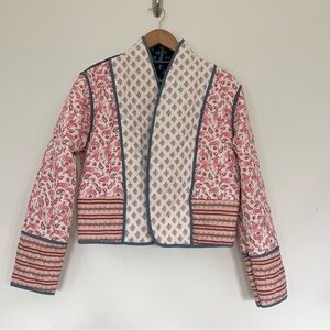 Boho Reversible Paisley Pink and Blue Quilted Jacket Cottagecore S/M Womens